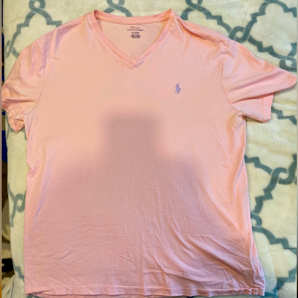 Pink V-neck T-shirt